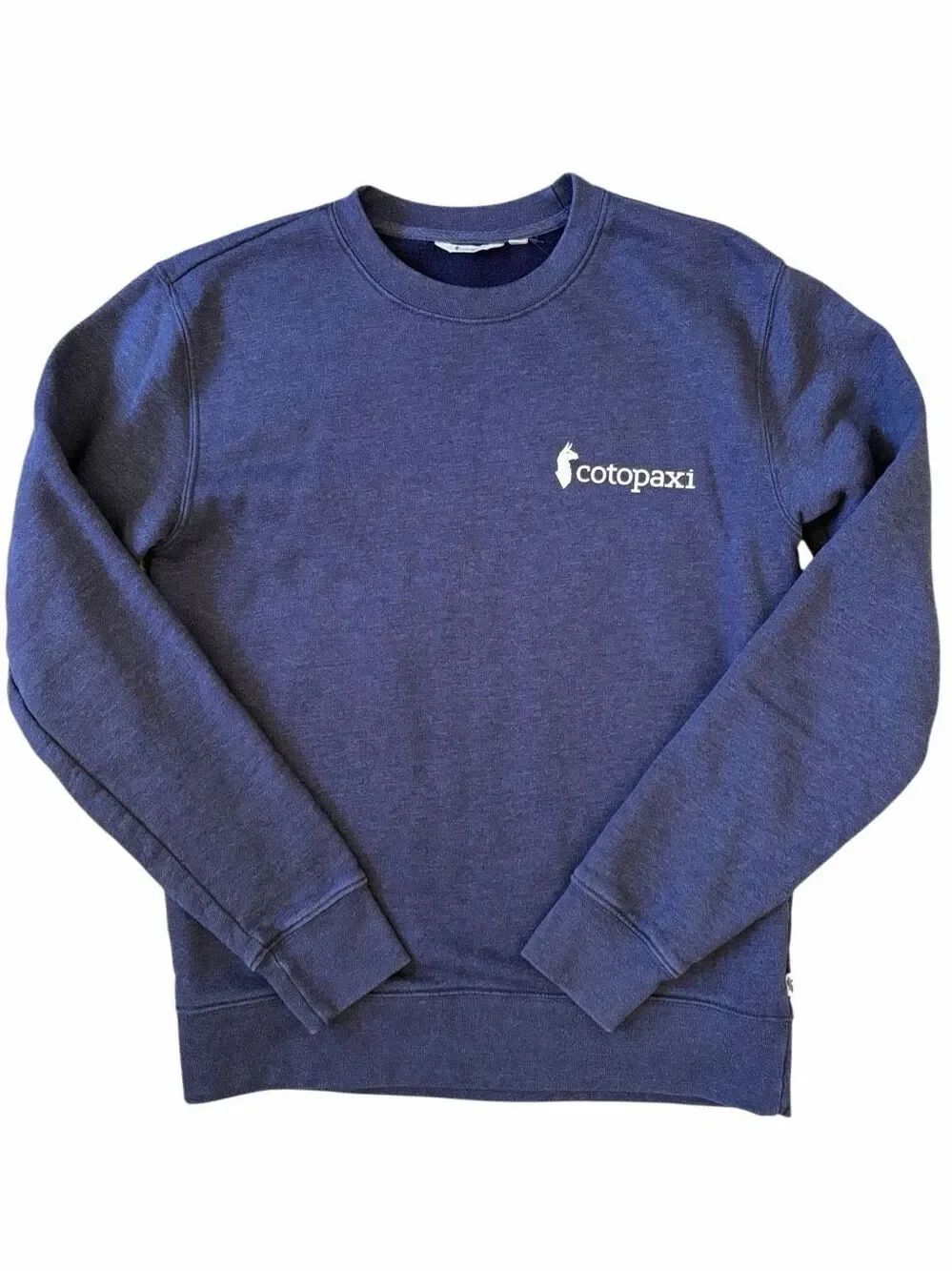 Cotopaxi Organic Cotton Fleece Crewneck Sweatshirt Navy Blue Logo Pullover Sz Sm - Picture 3 of 12
